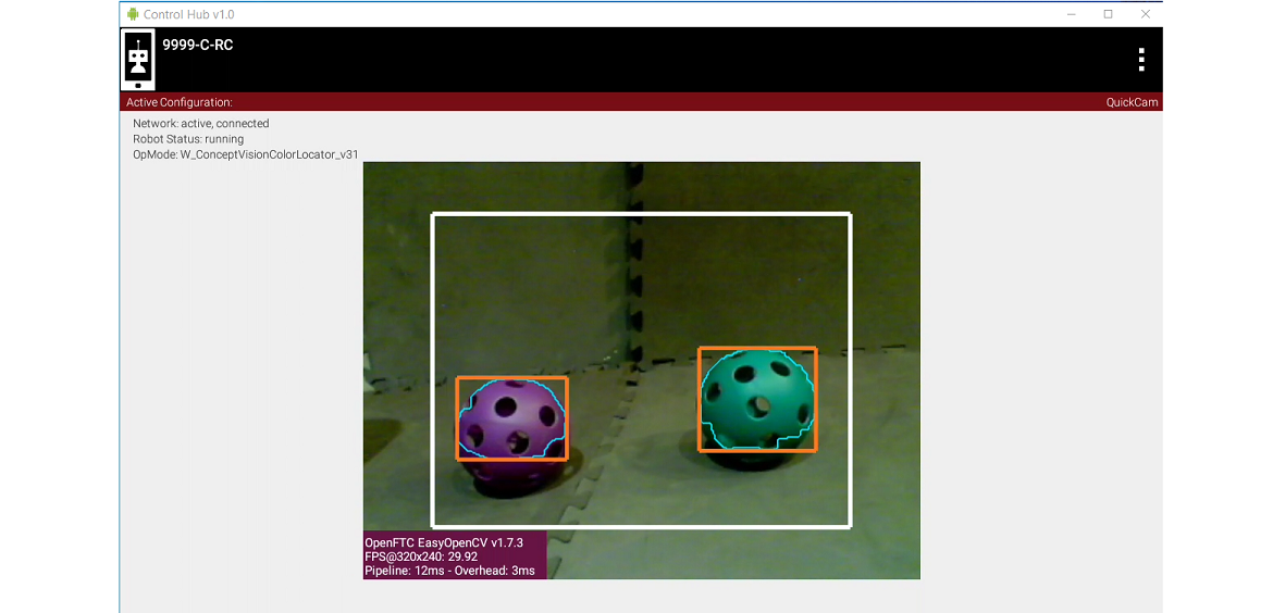 Example image of tracking multiple colors in a single ROI