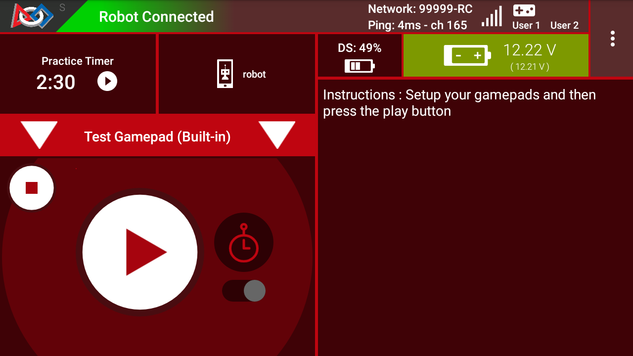 Initialization for the Test Gamepad Utility OpMode