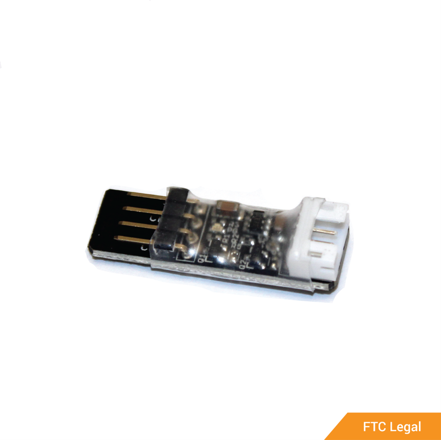 A small logic level converter board with a 4-pin JST connector on one end and pin headers on the other.
