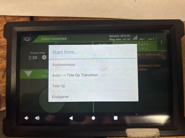 Image of Driver Station match period selection screen