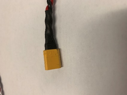 A male XT30 connector viewed from the side.