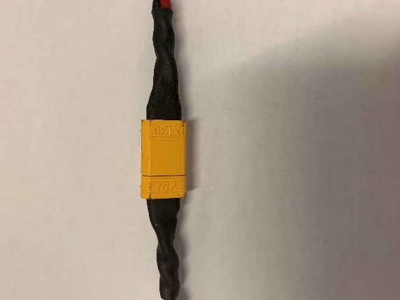 A female XT30 connector on a black and red wire.
